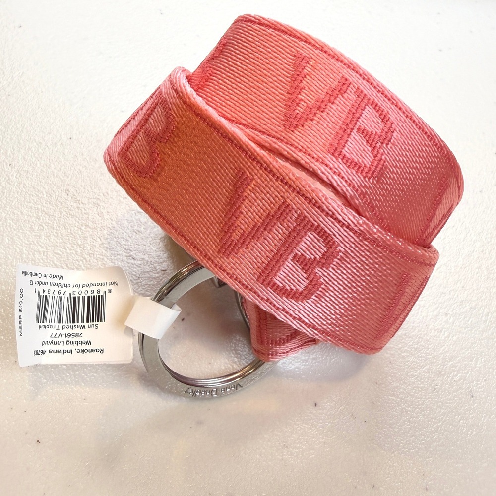 Vera Bradley Webbing‎ Lanyard Sun Washed Tropical Pink Key Holder Travel Summer
